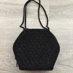 VTG Carlo Fellini Beaded Black Bag clutch Purse